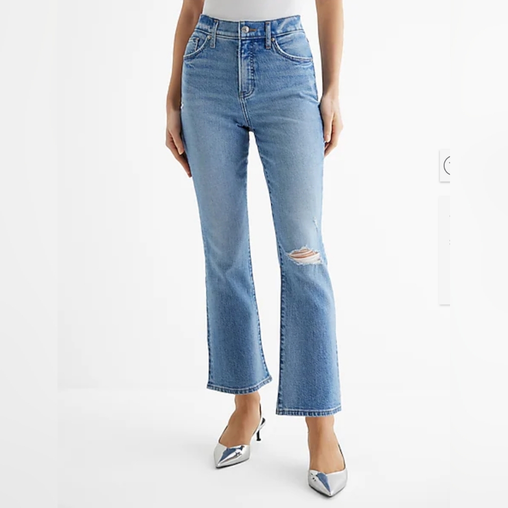 Express High Waisted Cropped Flare Jeans